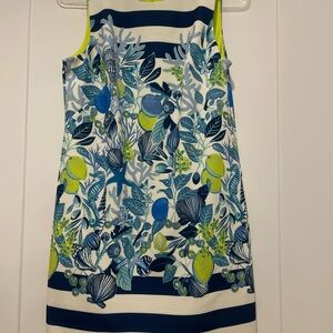 Eliza J Shift Dress Sleeveless Midi Stretch Nautical Blue Vacation Size 10